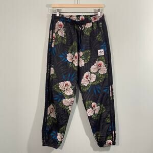 Adidas Women Black Floral Party Wind Skateboarding Jogger Pants Size M